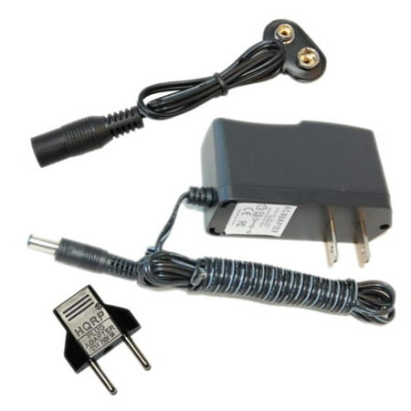 North America Power Cord HQRP 9V Battery Snap Connector and AC Adapter for American Marine Pinpoint Conductivity Monitor, Calcium Monitor, Salinity Monitor Clip Connector Holder Cable Power Supply Cord + Euro Plug Adapter ()