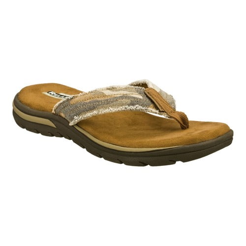 Skechers USA Men's Bosnia Flip-Flop,Brown,11 M US
