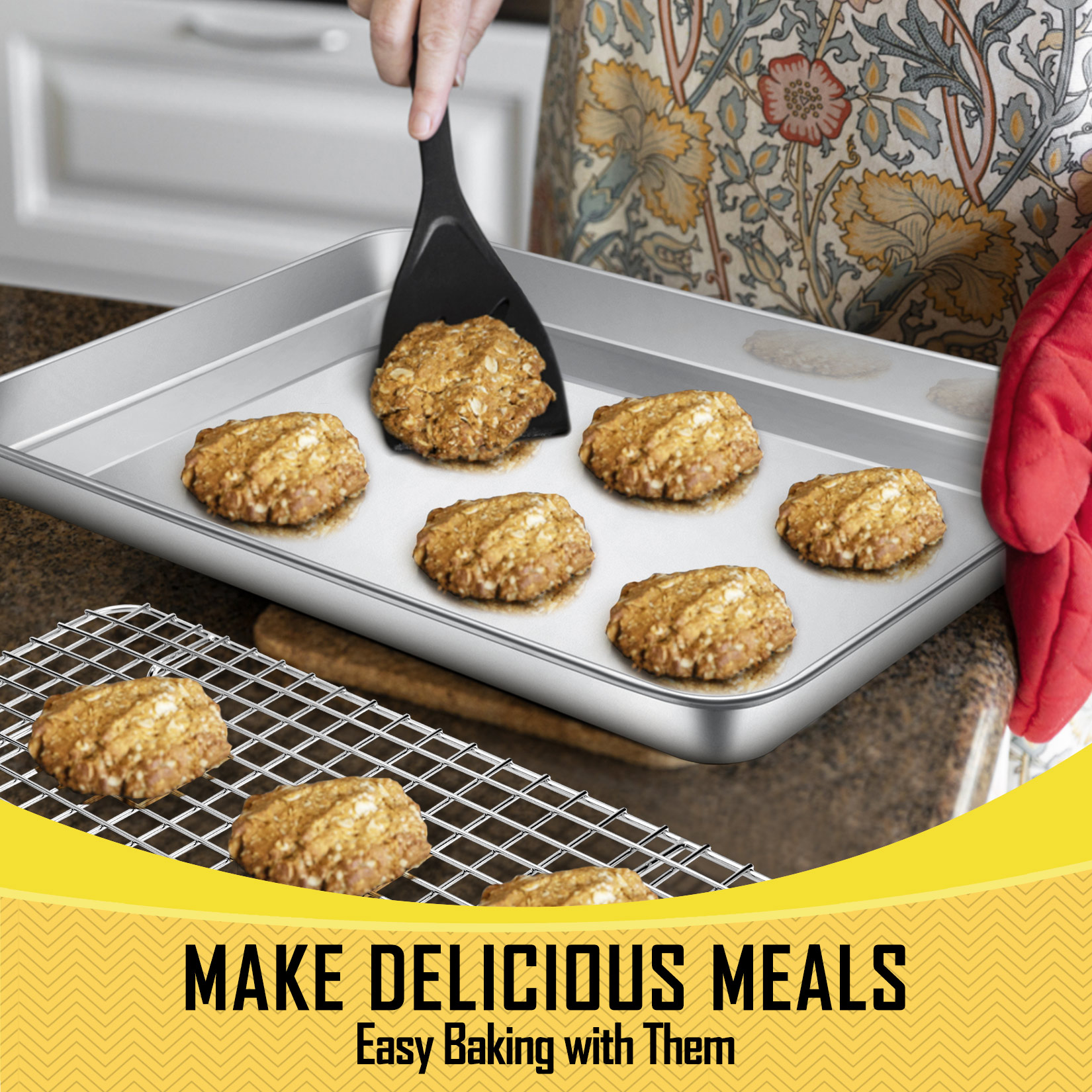 Vesteel Stainless Steel Baking Pan & Rack Set, 2-Piece photo 7