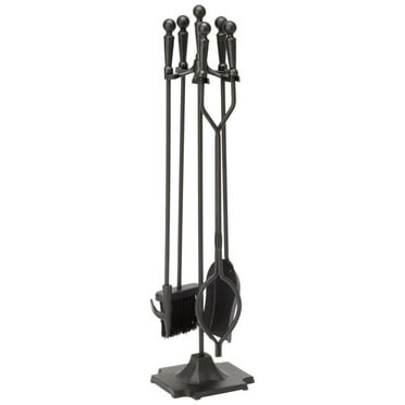 Galaxera 5-Piece Fireplace Tools Set with Handles, Black