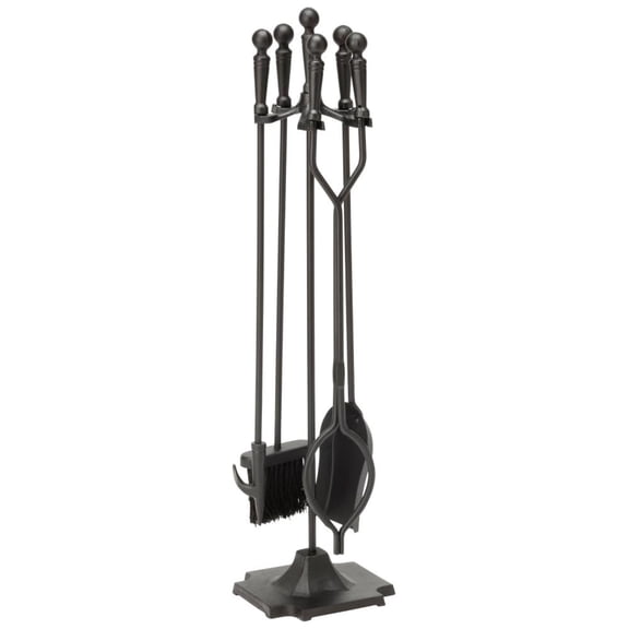 Galaxera 5-Piece Fireplace Tools Set with Handles, Black