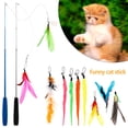 thumbnail image 2 of POINTERTECK 12PCS Cat Feather Toys Interactive Cat Toys for Indoor Cat 2 Retractable Cat Teaser Wand 10 Refills with Bells Cat Chaser Toy Set for Exercising Kittens and Cats, 2 of 10