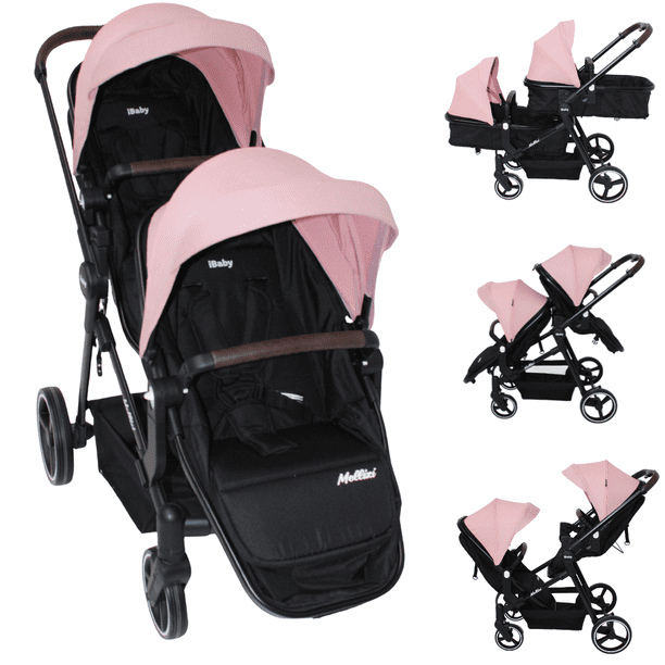 Carriola Gemelar Premium Ibaby Mellizi Posiciones Multiples rosa