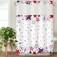 thumbnail image 3 of Red Blue Star 4th of July No Hook Shower Curtain Waterproof, Bathroom Curtains with Snap in Liners and See Through Top Window, Independence Day Fireworks Hotel Style Bathtub Curtains Shower 72"Wx84"L, 3 of 8