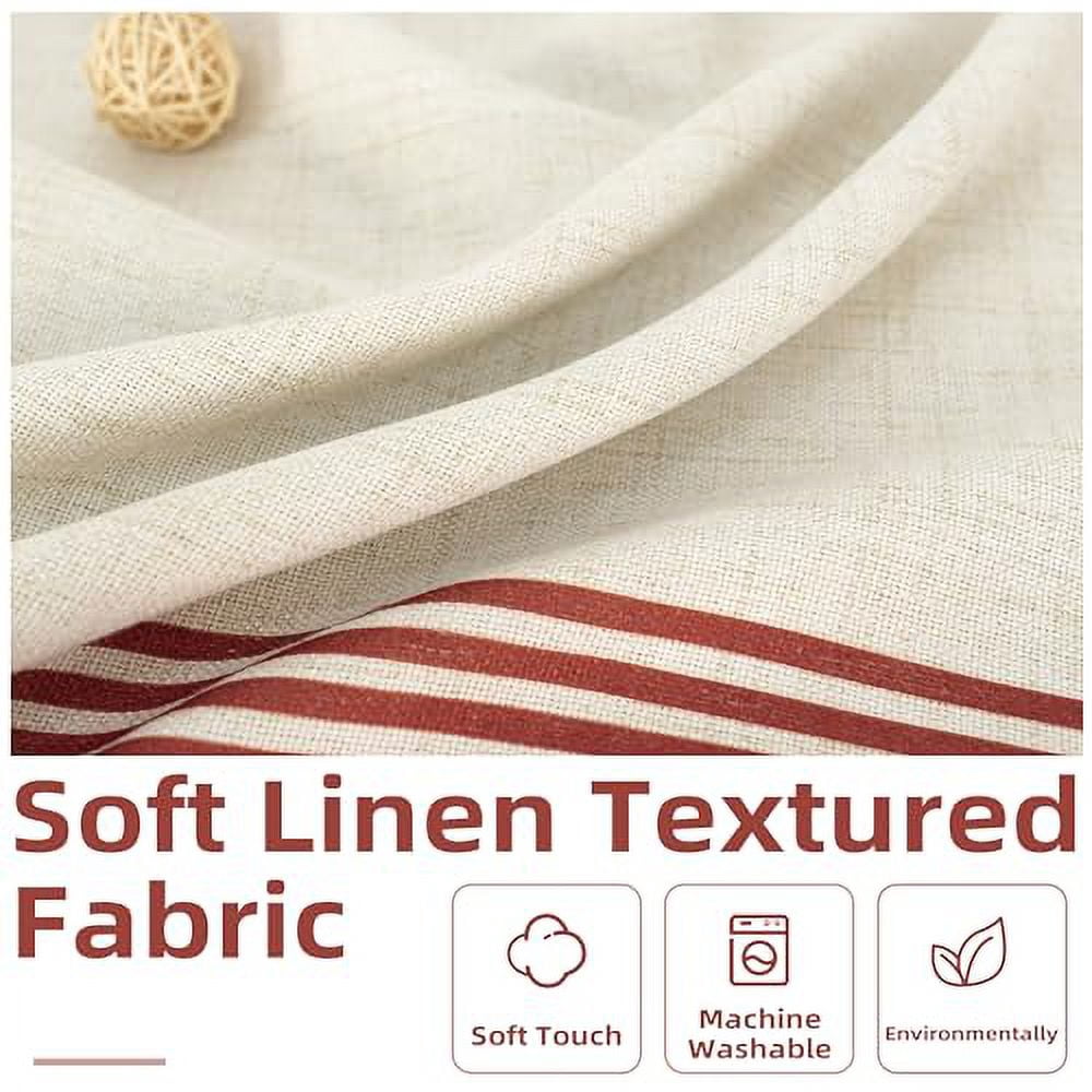 DriftAway Chris Vertical Striped Pattern Linen Blend Lined Thermal Insulated Blackout and Room Darkening Grommet Linen Curtains for Farmhouse Printed, 2 Panels, 52" x 96", Cabana Red Stripe