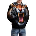 thumbnail image 5 of Fierce Tiger Roar Design Men's Women Vintage 3D Hooded Sweatshirt - All-Season Loose Fit Streetwear, 5 of 6