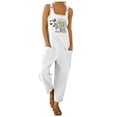 thumbnail image 2 of Conairie Bib Overalls Women Flower Print Stretchy Boho Streetwear Rompers Wide Leg Pants With Pockets White M, 2 of 4