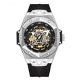thumbnail image 2 of Reloj de cuarzo mecánico automático con diseño geométrico hueco, reloj de silicona moderno para hombre, 2 of 2