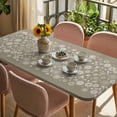thumbnail image 3 of Japanese Table Cloths for 6 Foot Rectangle Tables, Grey Simple Traditional Flowers Leaves Pattern Patio Waterproof Elastic Fitted Tablecloths, Washable Rectangular Table Cover for Camping, 3 of 8