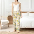 thumbnail image 5 of Uemuo Lemon Leaves Pattern Women's Wide Leg Palazzo Lounge Pants with Pockets Light Weight Loose Comfy Casual Pajama Pants-Small, 5 of 9