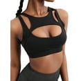 thumbnail image 2 of Qiylii Women Sports Bra, Daily / Work Out Hollow Wide Cozy Soft Shoulder Straps Underwear Padded Tops, 2 of 9