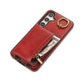 thumbnail image 3 of Wallet Case for Samsung Galaxy A13 5G, with Wrist Strap 360 Rotating Finger Ring Flip Zipper PU Leather Stand Card Slots Shockproof Drop Protective Phone Cover Girls Women Magnetic Buckle, Red, 3 of 7