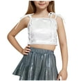 thumbnail image 4 of Teen Girls Cropped Tank Tops Spaghetti Strap Camisoles Shirts Size 4-14 Kids Trendy Shiny Sparkly Pullover Dance Performance Vests Top, 4 of 5