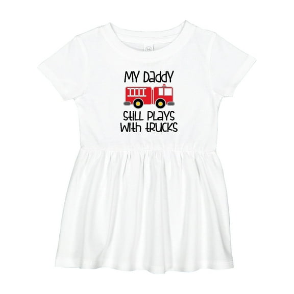 Inktastic Firefighter Daddy Plays with Trucks Girls Baby Dress