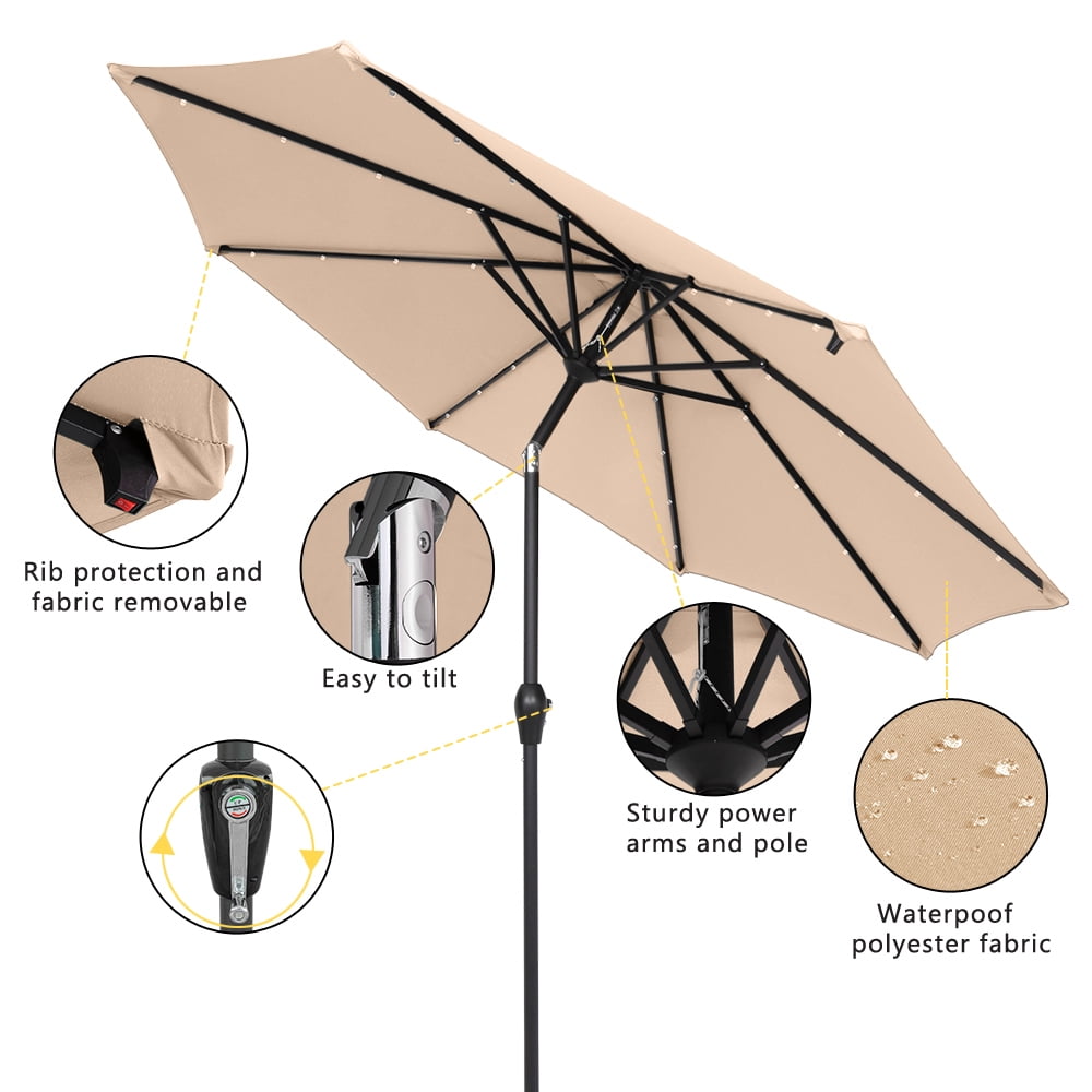 Kepooman 9FT Patio Umbrella, Outdoor Round Umbrella with Lamp Beads for Garden Deck Pool Patio, Without Base, Top Color Kepooman 9FT Patio Umbrella, Outdoor Round Umbrella with Lamp Beads for Garden Deck Pool Patio, Without Base, Top Color