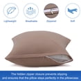 thumbnail image 5 of REGALWOVEN 2 Pack Egyptian Cotton Pillowcases with Zipper Clourse Standard Coffee Color, 5 of 7