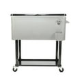 thumbnail image 3 of Ice Chest on Wheels with Shelf, 80 Quart Rolling Cart with Bottle Opener and Drain Plug, Portable Bar Drink Cooler, Outdoor Beverage Incubator for Patio Poolside Camping Party, Silver, D7211, 3 of 10