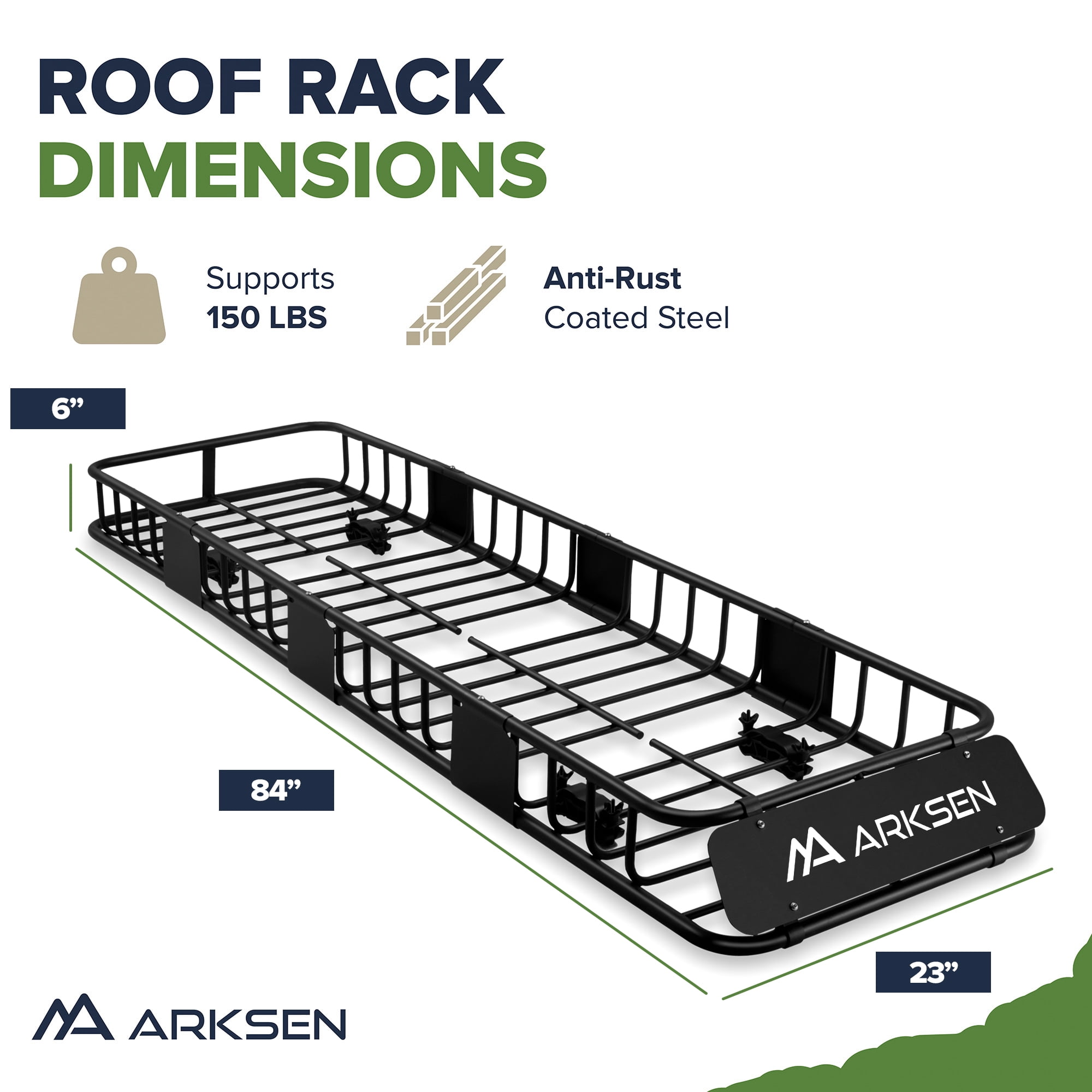 ARKSEN 84 x23 x6 Long and Narrow Car Roof Rack Cargo Carrier Rooftop Basket Heavy Duty Weather Resistant Luggage Camping Gear Storage for Car