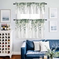 thumbnail image 5 of Farm Gradient Green Eucalyptus Leaves Curtain Tier and Valance Set 3 Piece, Spring Plants 3-inch Rod Pocket Window Tier Curtains Valance for Kitchen Living Room, 5 of 9