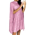 thumbnail image 2 of Zedker Women's Sparkly Cloak Sleeve Evening Mini Dress Elegant Stand Collar Shiny Sequins Cocktail Party Short Cape Dresses Holiday Party Dresses Plus Size Pink XXL, 2 of 7