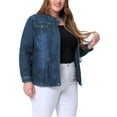 thumbnail image 4 of MODA NOVA Juniors Plus Size Fall Outfits Drawstring Waist Zipper Denim Jacket, 4 of 6