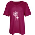 thumbnail image 4 of CLZOUD Women's T Shirts Hot Pink Womens Print V-neck Tank Tops Short Sleeve Workout Shirts Casual Loose Tees M, 4 of 5