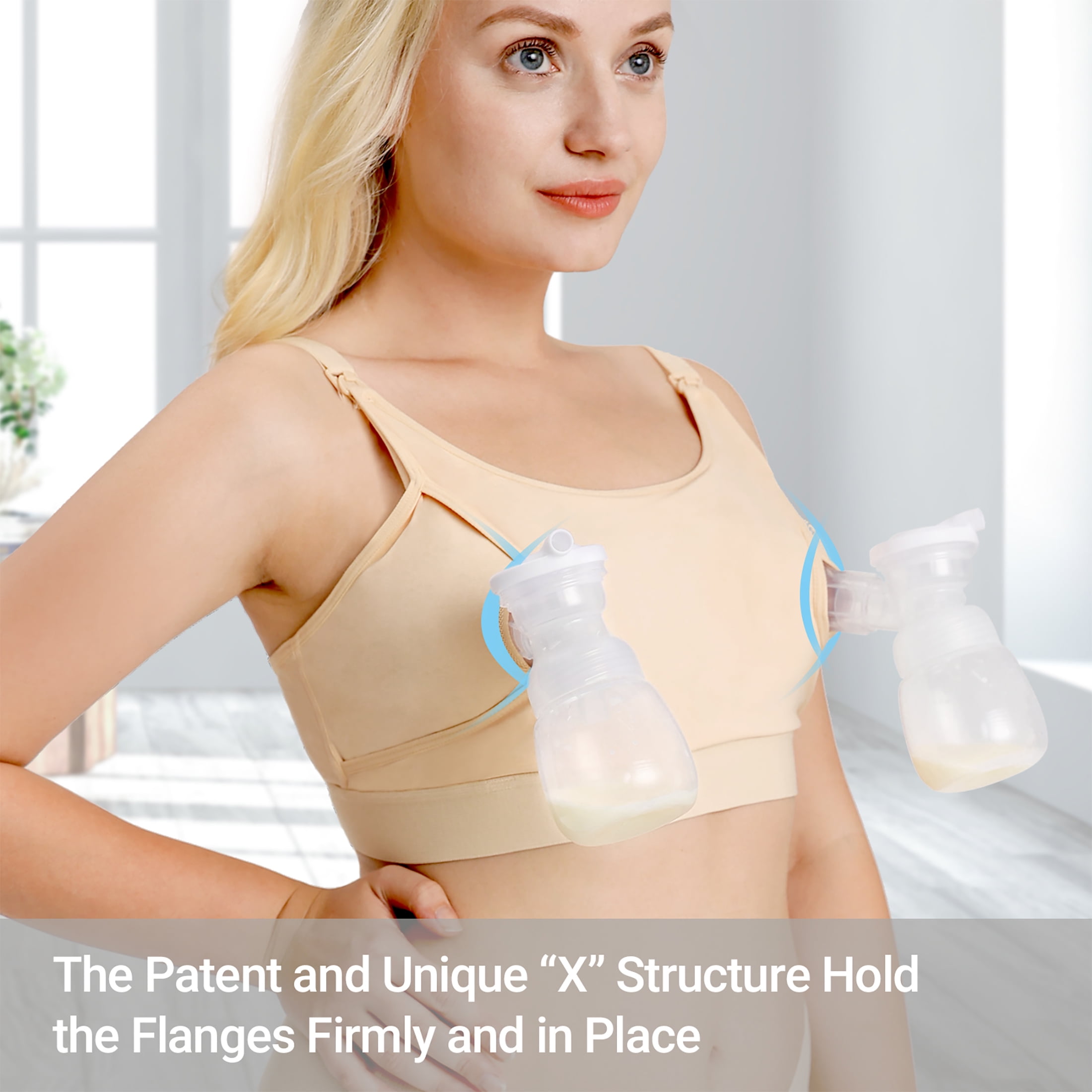 Momcozy Hands Free Pumping Bra, Adjustable Breast-Pumps Holding and Nursing  Bra, Suitable for Breastfeeding-Pumps by Lansinoh, Philips Avent, Spectra,  Evenflo and More(Skin, Small) 
