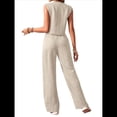 thumbnail image 2 of Conjuntos de 2 Piezas para Mujer: Chaleco de , Conjuntos Casuales Elegantes, Pantalones de Pierna , Trajes. Crema XL, 2 of 7