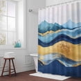 thumbnail image 3 of Abstract Ocean Waves Bathroom Shower Curtain, Gradient Teal Gold Mountain Art Waterproof Washable Soft Bath Curtain for Bathtub Decor with 12 Hooks&Grommet, 66x72 Inch, 3 of 9