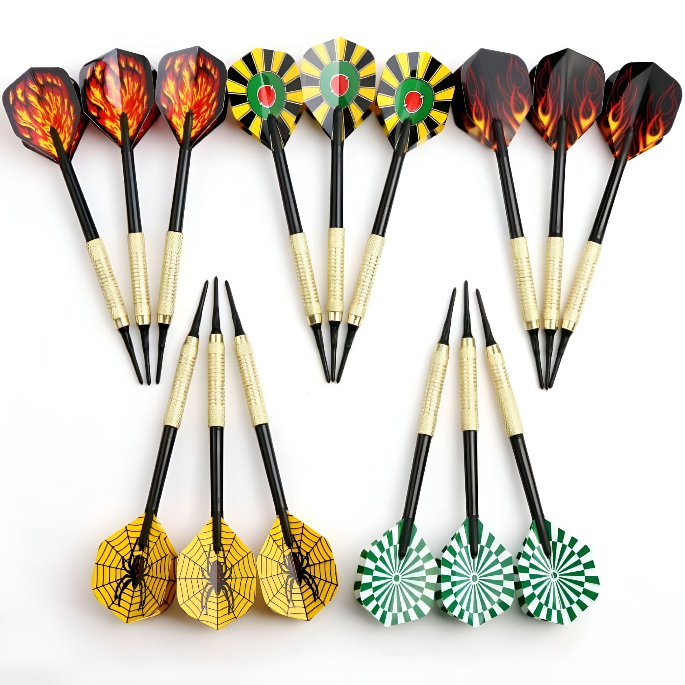 18g Heavy Metal Darts Set – Brass Barrel, Steel Tip, For Bristle/Sisal Dartboards