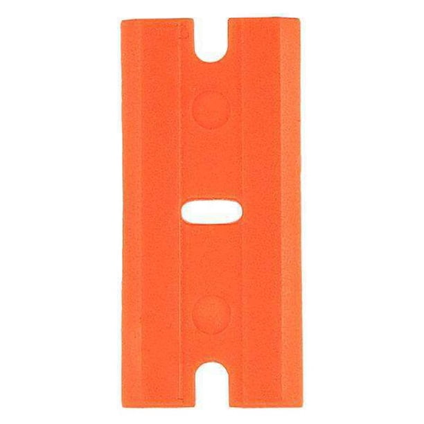 Cuchillas de afeitar de plástico, 100 unidades, traje de doble filo para rascador de vidrio de seguridad y raspador de plástico con cuchillas de plástico, traje para quitar calcomanías, etiq