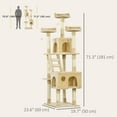 thumbnail image 3 of PawHut Cat Tree Tower with Scratcher & Condo Beige 71", 3 of 10