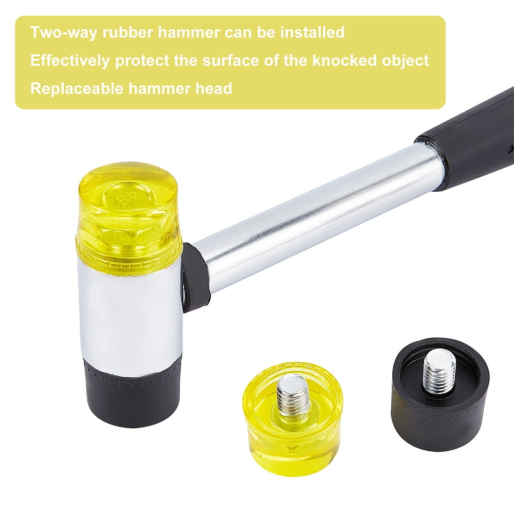 1Pcs 9.25x2.52x0.98 Inch Dual Head Rubber Hammer with Black Rubber Bench Block Double-Faced Soft Mallet