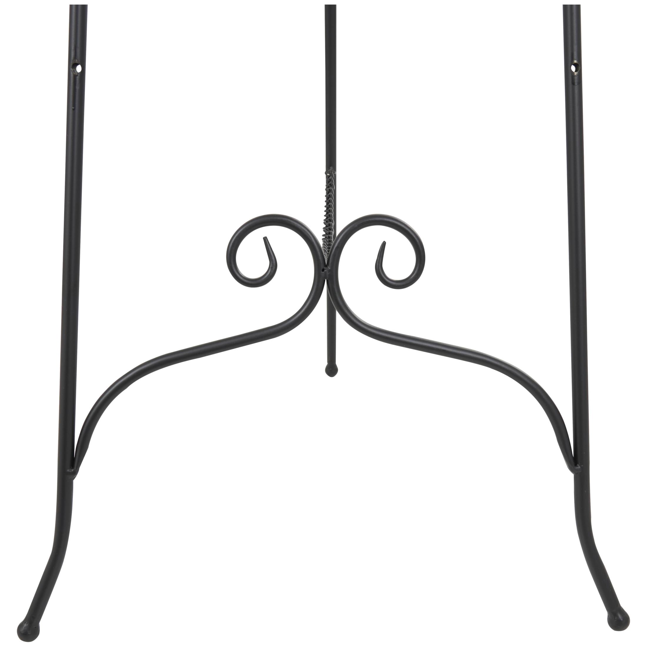 DecMode 21" x 63" Black Metal Tall Adjustable Floor 3 Level Scroll Easel, 1-Piece