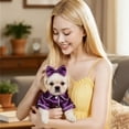 thumbnail image 5 of Nallwabiu Dog Silk Pajamas 2PCS Set, Satin Pet Sleepwear with Bow Headband, Cute Puppy Cat Costume Outfit for Photoshoot & Daily Wear,Purple, 5 of 6