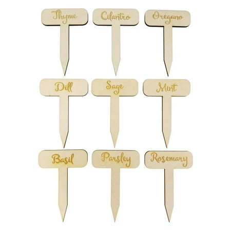 Make Garden Markers - Herb Garden Markers - Set of 9 - Rustic - Gardener Gift - Made in the USA - Birchwood- 2.75
