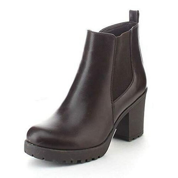 Refresh CLUB-01 Women's Elastic Panel Brown Slip On Chunky Heel Ankle Booties (8)