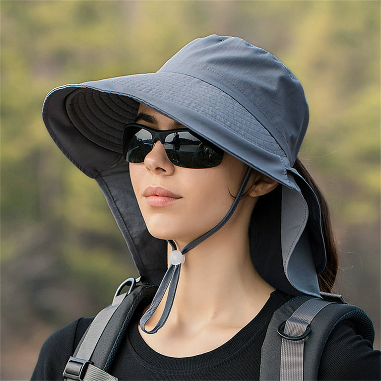 Laidan Outdoor Hats Fishing Cap Wide Brim Anti-UV Beach Sun Caps Women Bucket Hat Summer Autumn Hiking Camping-Dark Grey, adult Unisex, Size: Hat