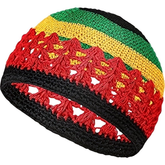 Jiibva Knit Rasta Hat Slouchy Baggy Reggae Jamaican Cap Rainbow Colored Knitted Hat Hippie Beanie Hat Crochet Autumn Winter Cap
