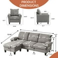 thumbnail image 6 of Soscana Modern Living Room Furniture Set 3 Seat Sectional Sofa with Storage Ottoman and Accent Chair, L Shaped Couch with Side Pockets and Armchair, Seating Set for Apartment Office Studio, 6 of 7