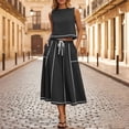 thumbnail image 2 of VBTAPA Womens Skirt Sets 2026 Summer 2 Piece Outfits Sleeveless Crop Top Drawstring Maxi Skirts Matching Lounge Set Black XL, 2 of 8