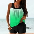 thumbnail image 3 of WNYEIME Two Piece Women's Tankini Swimsuits Tie Dye Gradient Color Print Summer Ruched Pleated Blouson Swim Tank Tops with Shorts Tummy Control Modest Bathing Suits Mint Green XXL, 3 of 6