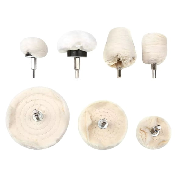 TAPDRA Polishing Buffing Wheels Set Cotton 7 Pcs 6mm Shank for Stainless Steel Copper Aluminum Universal Fit