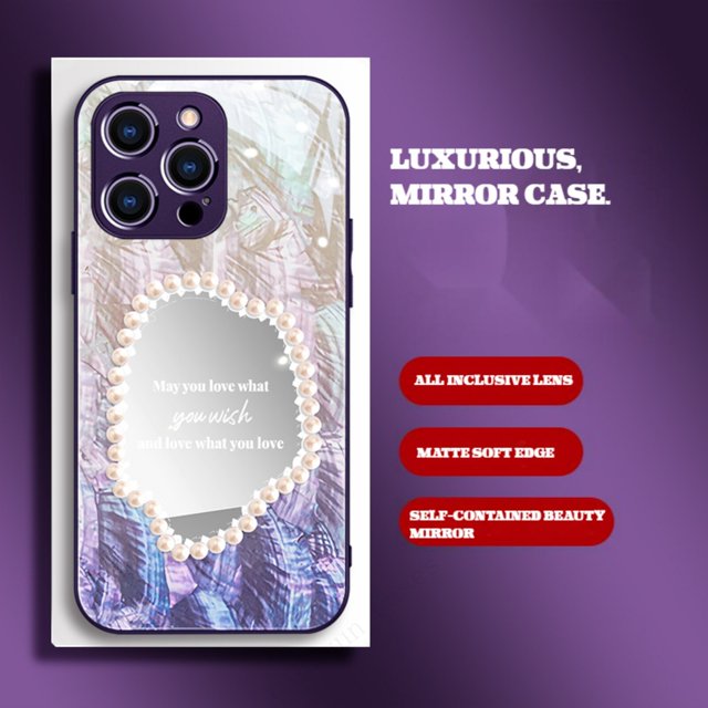 Funda de teléfono con espejo de concha de perla para iphone 14, 12 Pro Max, 11, 13 Pro, X, XS, XR, funda de TPU suave Fivean unisex