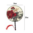 thumbnail image 2 of Round Double-Sided Pattern Chinese Ancient Hand Fan Classic Palace Paddle Hand Fan, 2 of 5