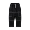 thumbnail image 3 of QHFBli Men's Cargo Jeans Streetwear Drawstring Waist Straight Leg Denim Pants with Pockets, 3 of 4