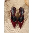 thumbnail image 3 of On feet & in love Women's Patent Pointed Toe Slingback Heels - Cross Ankle Strap Stiletto Dress Pumps with Adjustable Buckle, 3 of 6