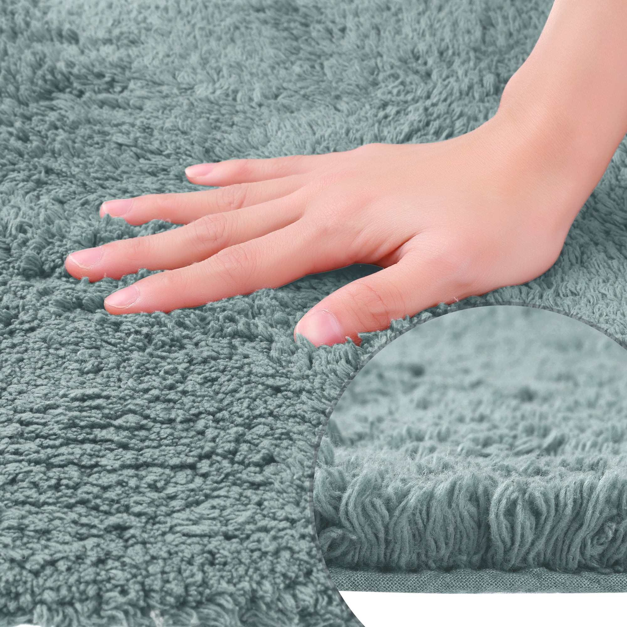 Unique Bargains Cotton Mat Rug Plush Water Absorbent Luxury Rectangular Machine Washable Blue 16" x 24"