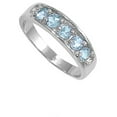 thumbnail image 4 of Simulated Aquamarine Elegant Ring .925 Sterling Silver Band Blue CZ Jewelry Female Size 2, 4 of 4