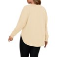 thumbnail image 4 of Plus Size Women Solid Color Long Sleeved Off Shoulder Casual Irregular Hem Shirt Tops, 4 of 6